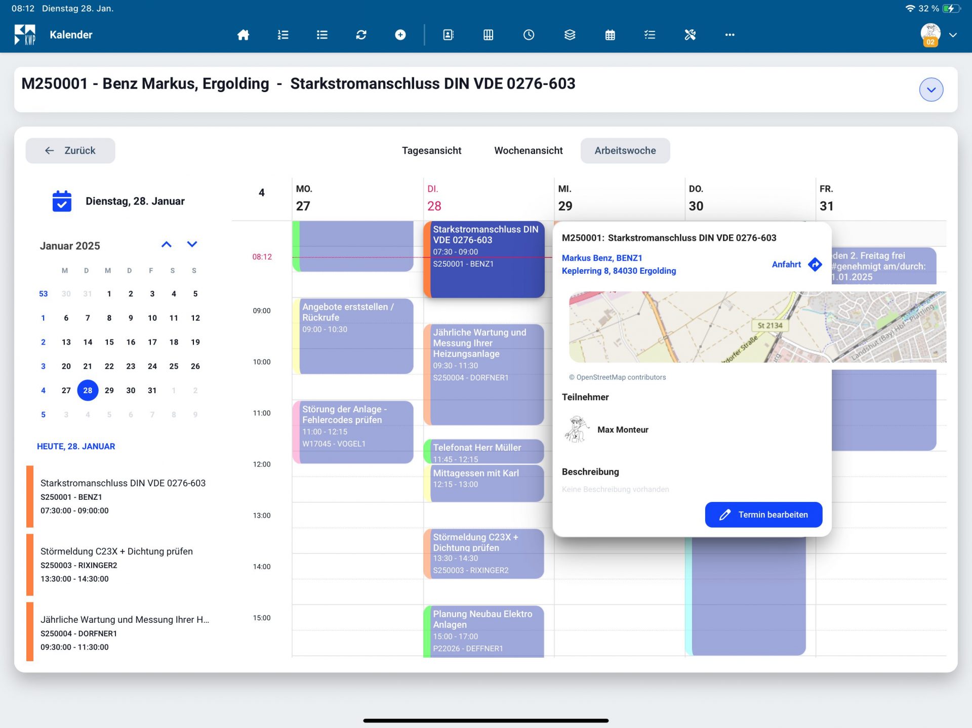 KWP Mobiler Monteur Neu_Kalender Arbeitswoche