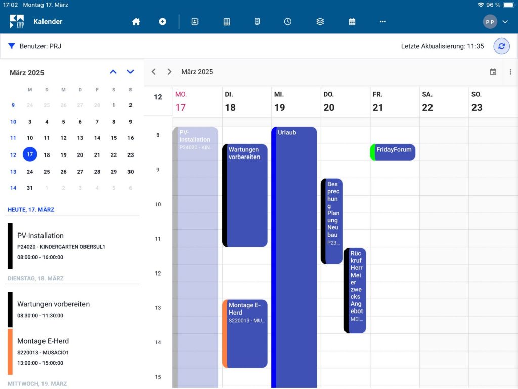 Kalender KWP bnApp - Kalender